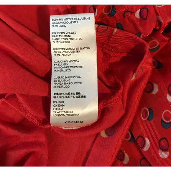 Anthropologie Maeve Women's Jacquin Red Peasant Tie Neck Ruffle Blouse - Medium - Picture 11 of 11